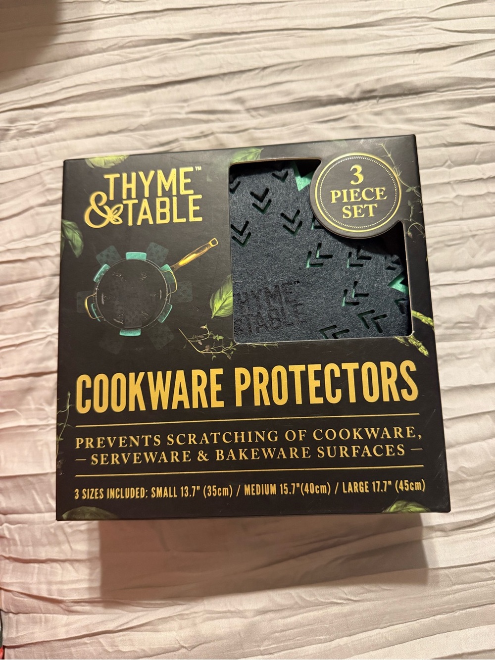 Thyme & Table 3-Piece Cookware Protectors - Black/Teal